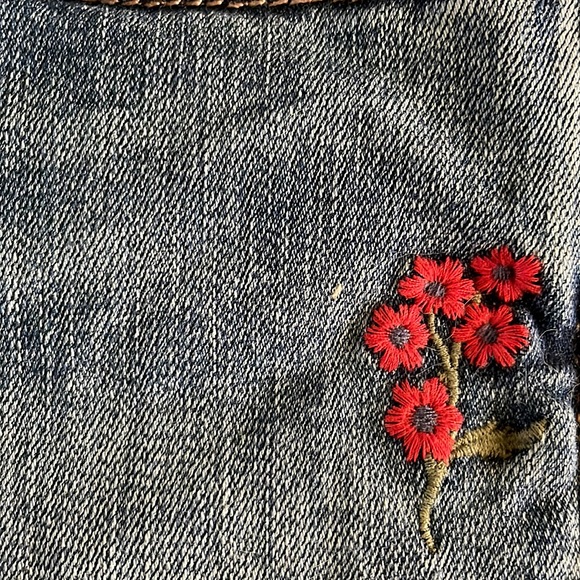 Express Denim Cut-Off Shots w/ Wildflower Appliqué - Picture 3 of 7